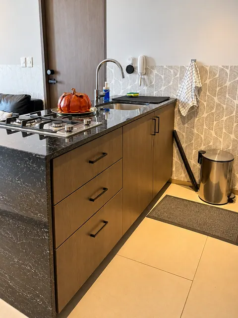 Kitchen with granite island