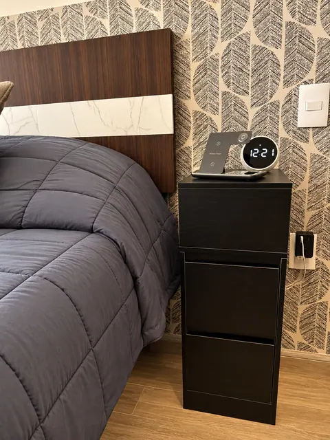 Bedside table and reading light