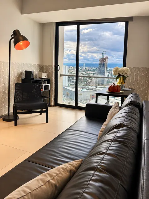 Living room with views of Puebla City and La Malinche